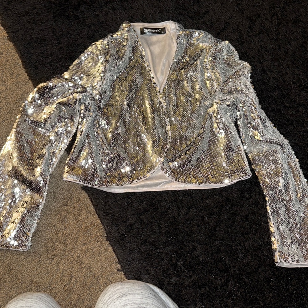 Silver Sequin Jacket small nwot